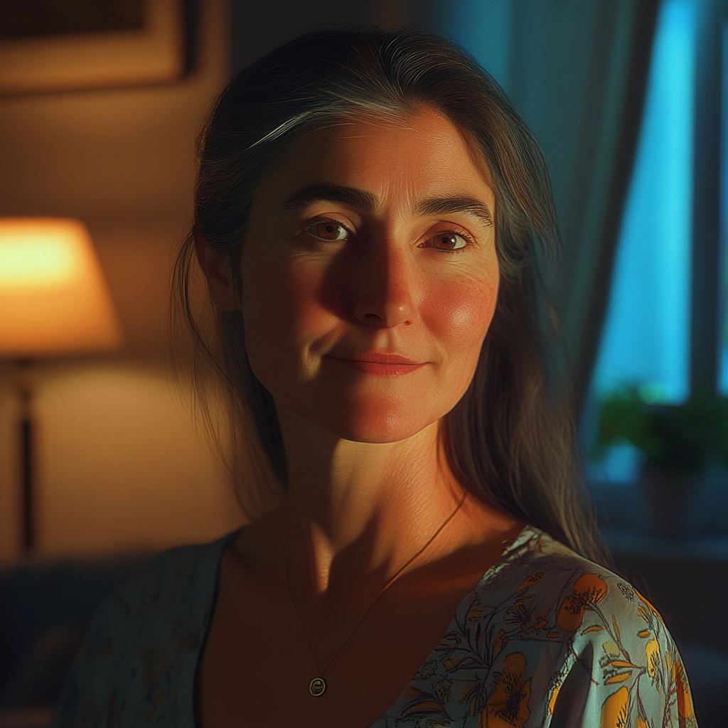 A woman standing in her living room at night | Source: No source
