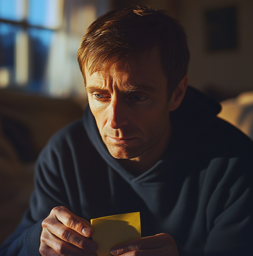 A man holding a sticky note | Source: No source