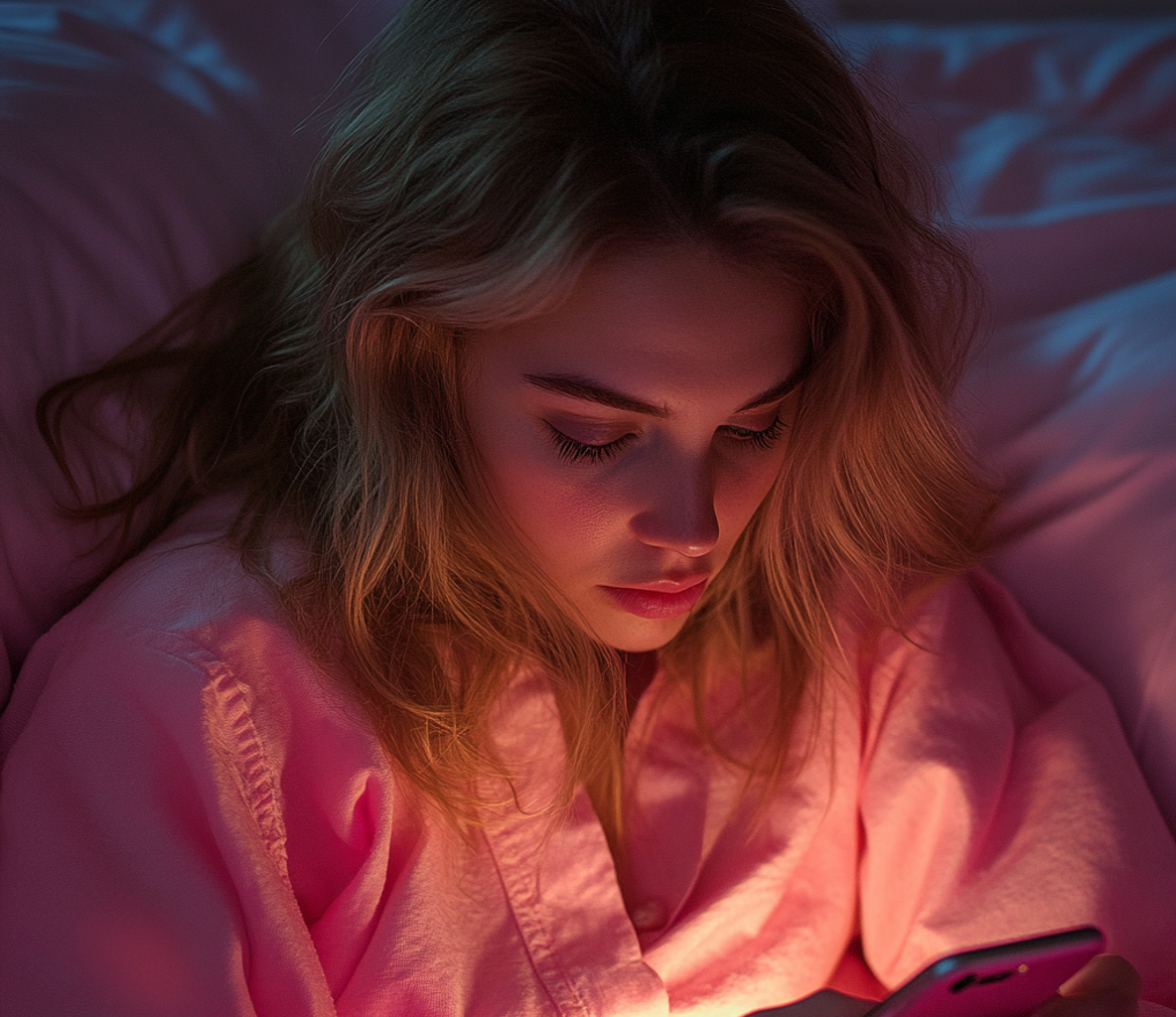A woman using her phone in her bed | Source: No source
