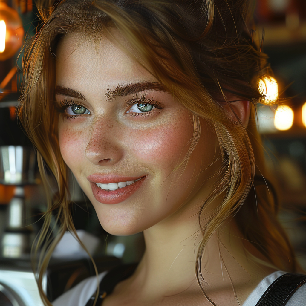 A waitress smiling | Source: No source