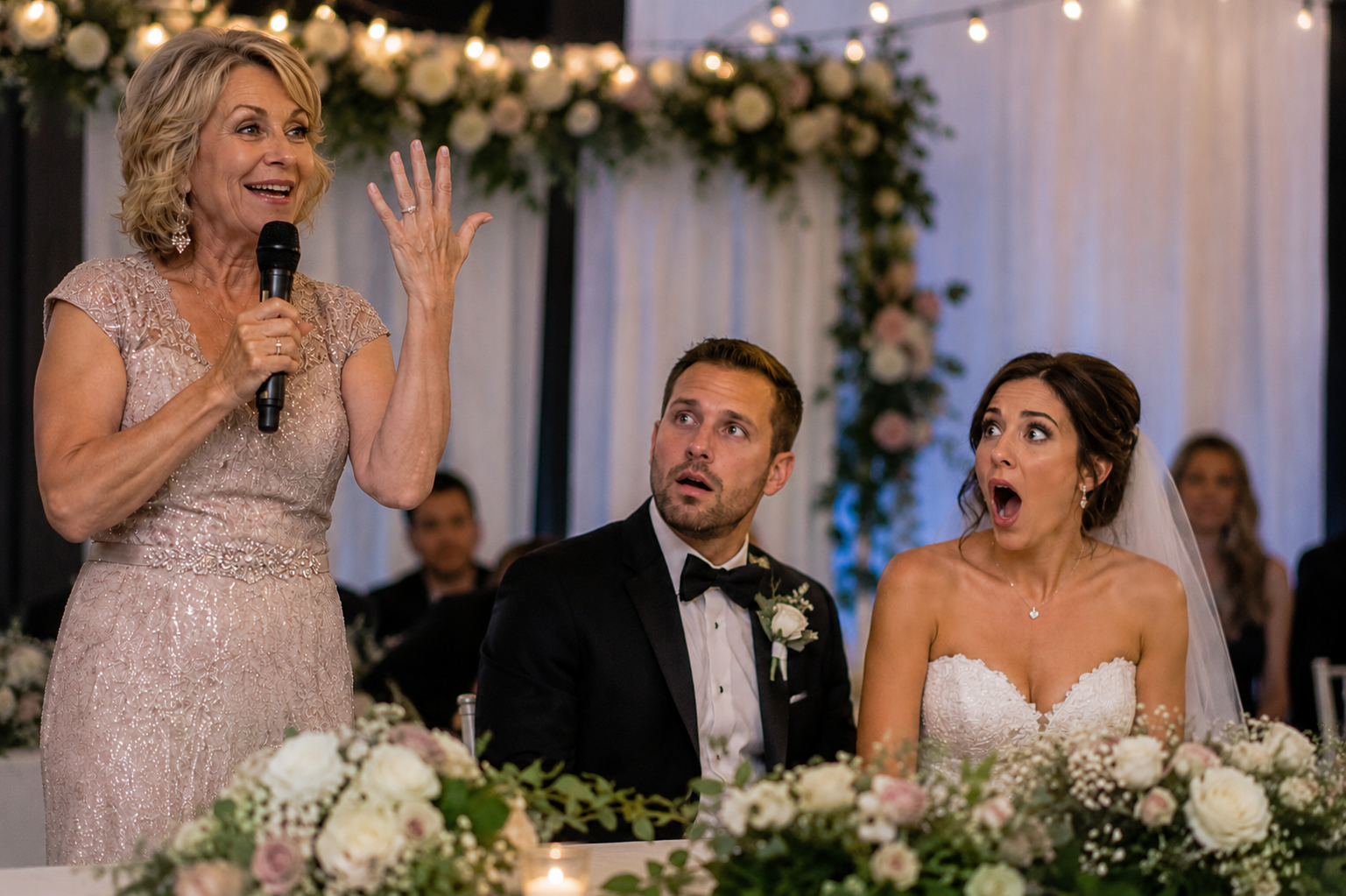 Woman announcing engagement at a wedding | Source: Amomama