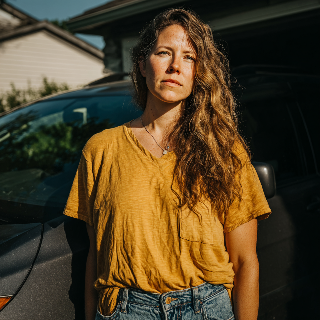 A woman standing in a driveway | Source: No source