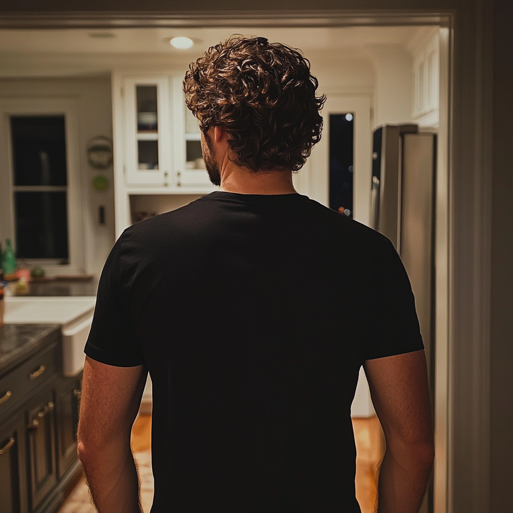 A man walking through a kitchen | Source: no source