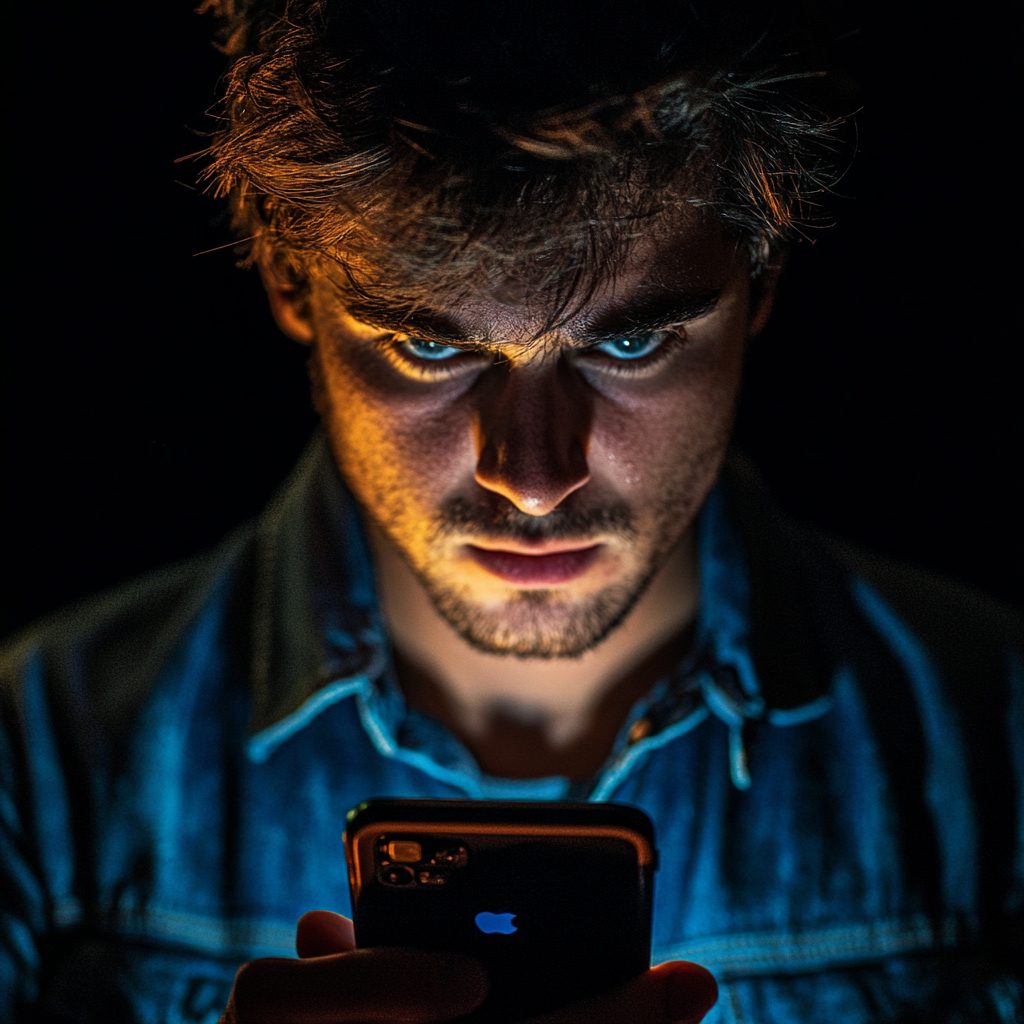 Angry man staring at his phone | Source: no source