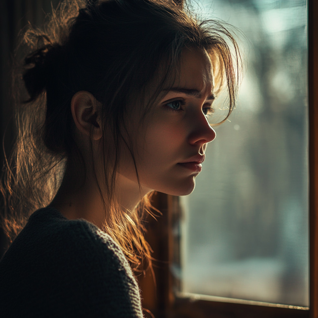 A sad woman in deep thought | Source: no source
