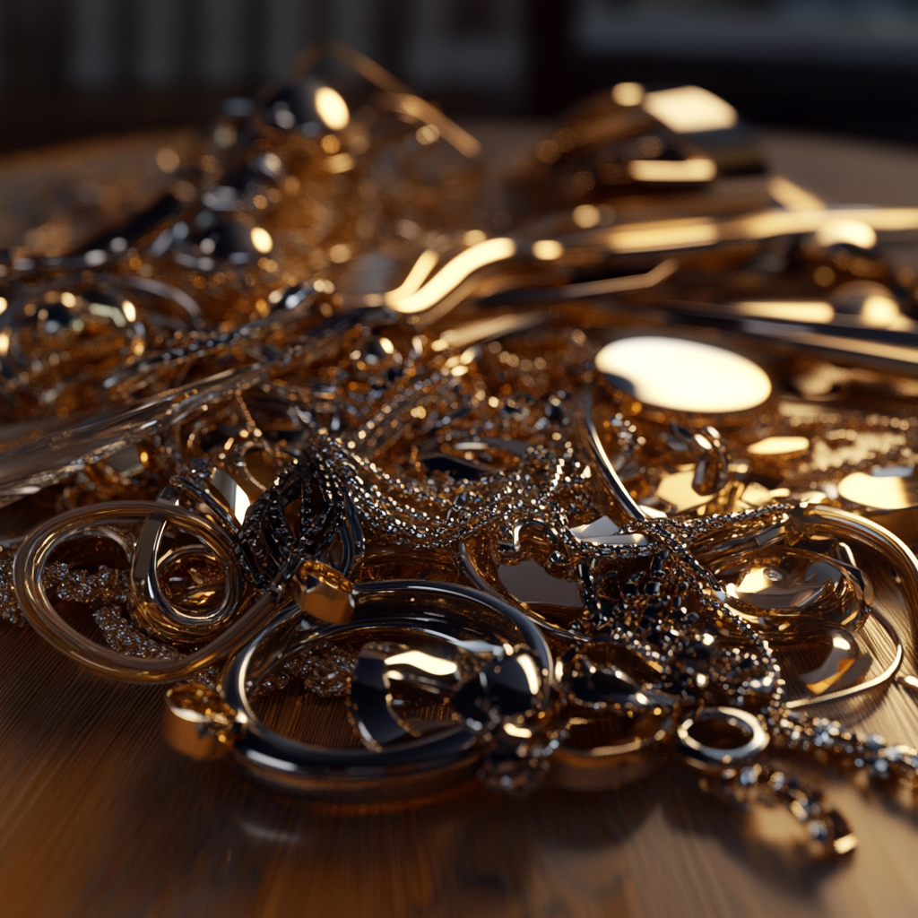 Jewelry dumped on a table | Source:  no source
