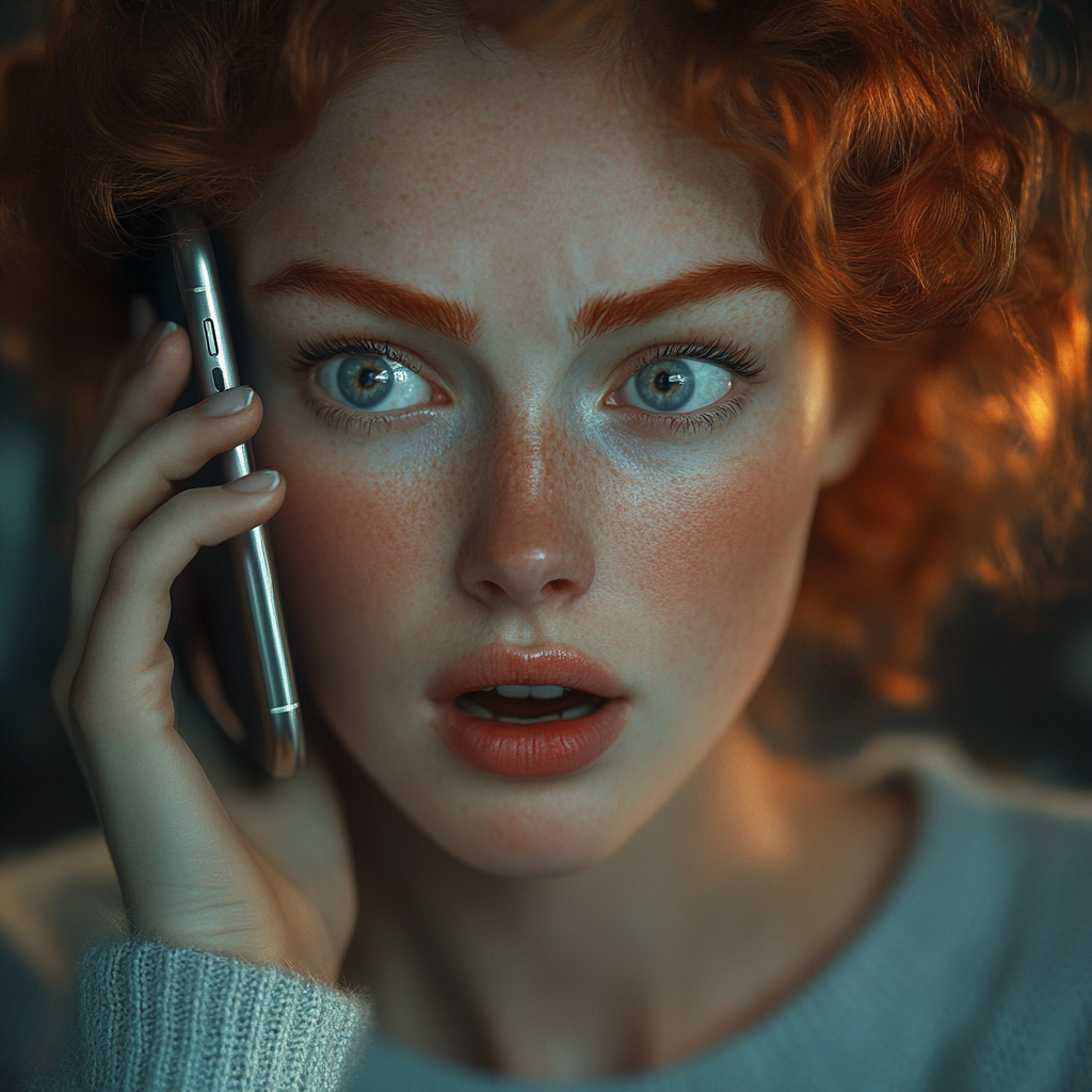 An anxious woman talking on the phone | Source: no source