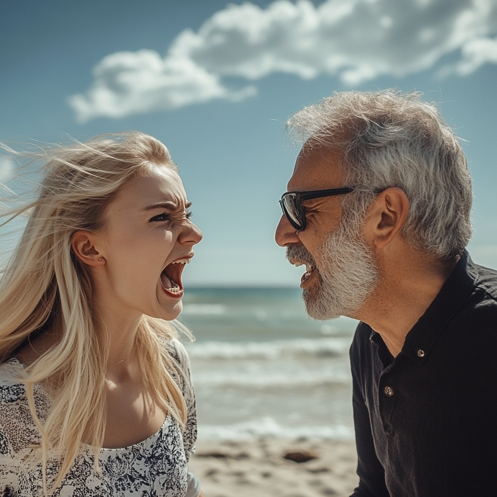 A woman shouting at her father | Source: no source