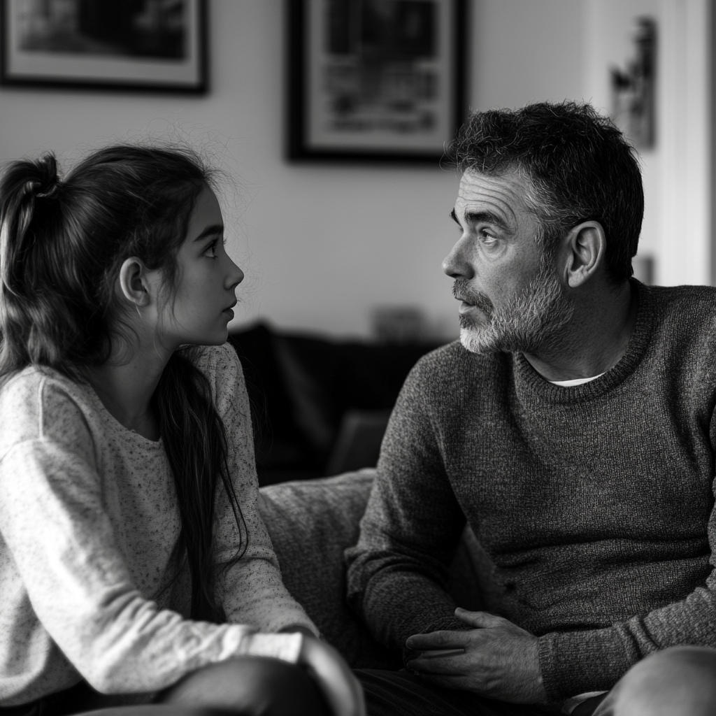 A girl talking to her father | Source: No source