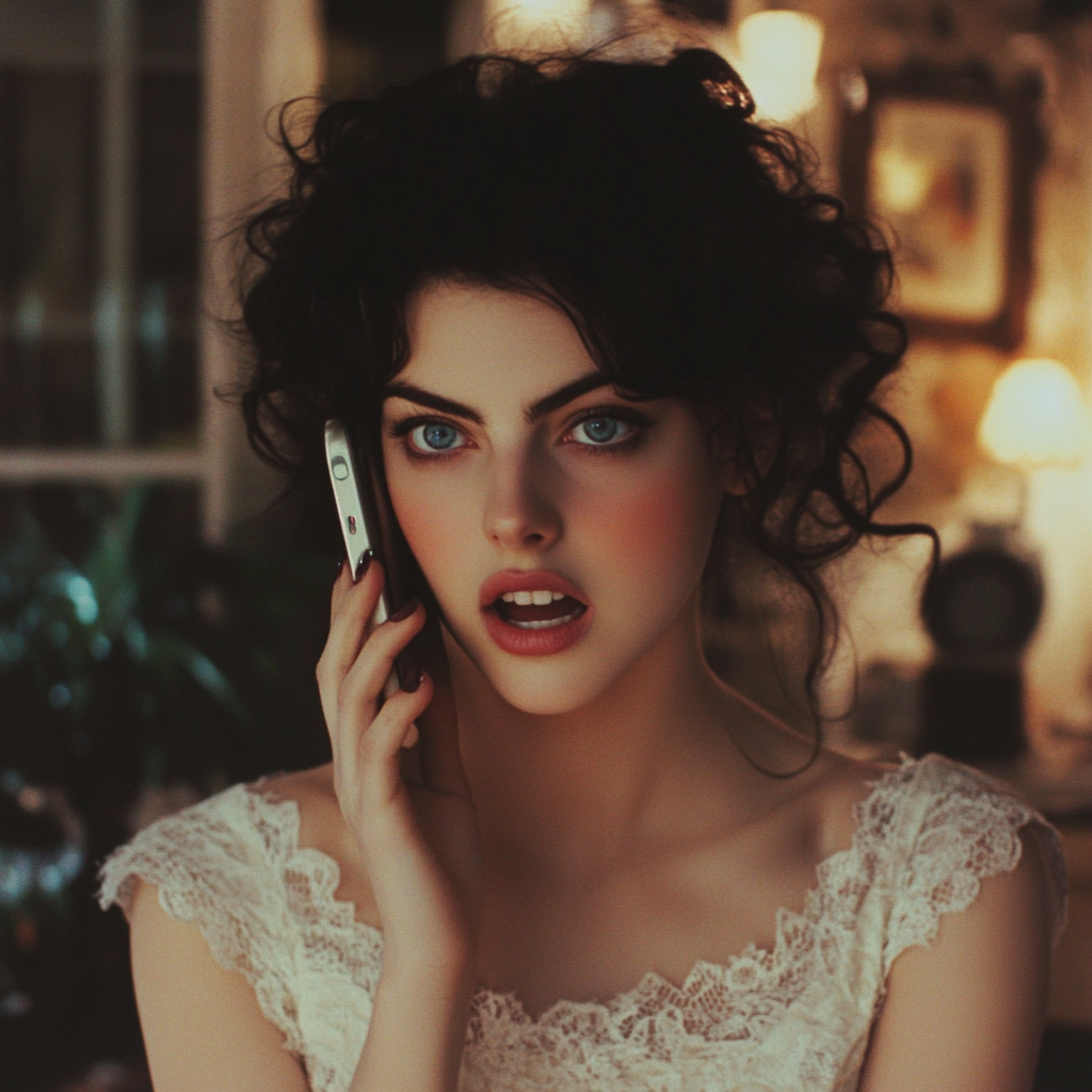 A startled woman talking on the phone | Source: No source