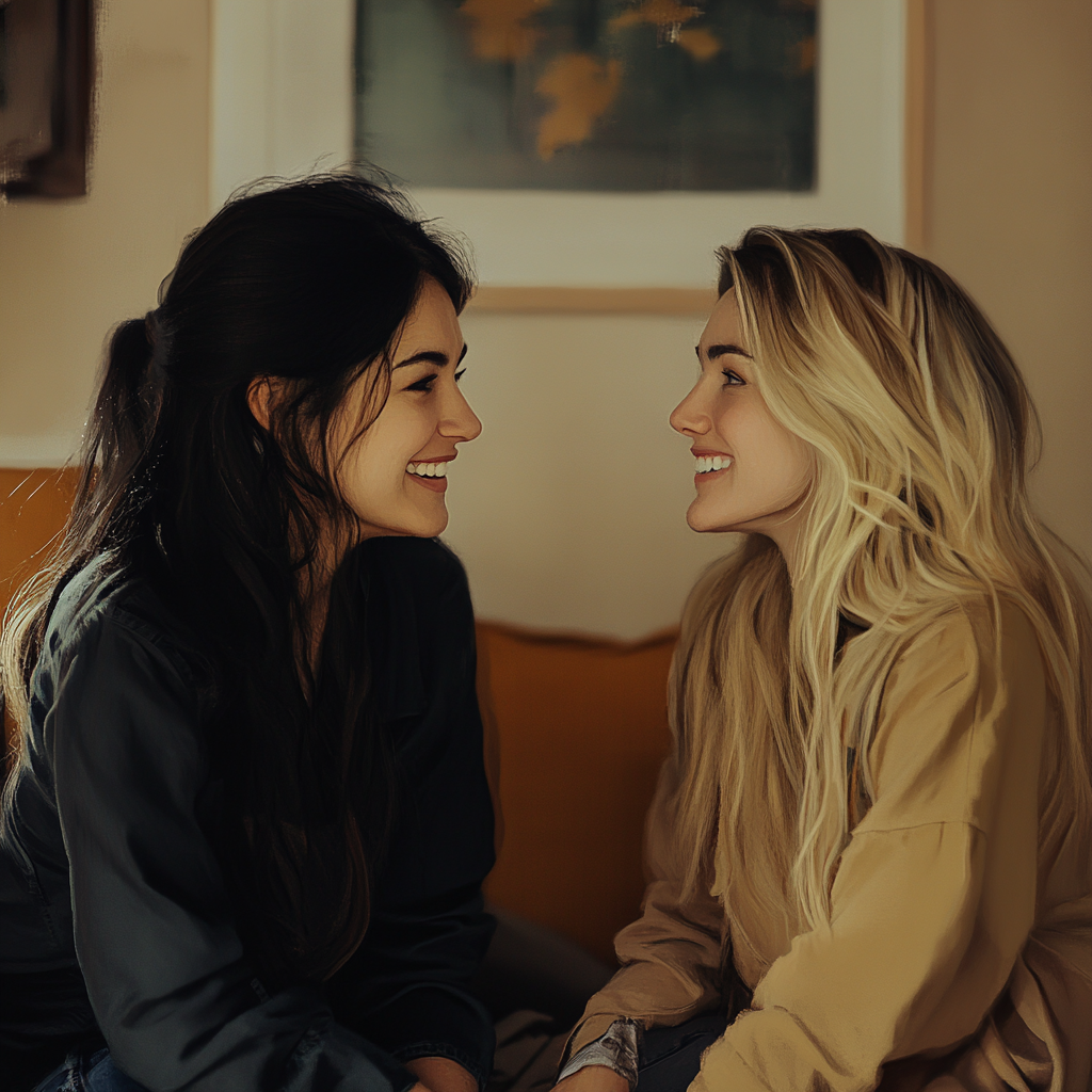Two happy sisters laughing together | Source: no source