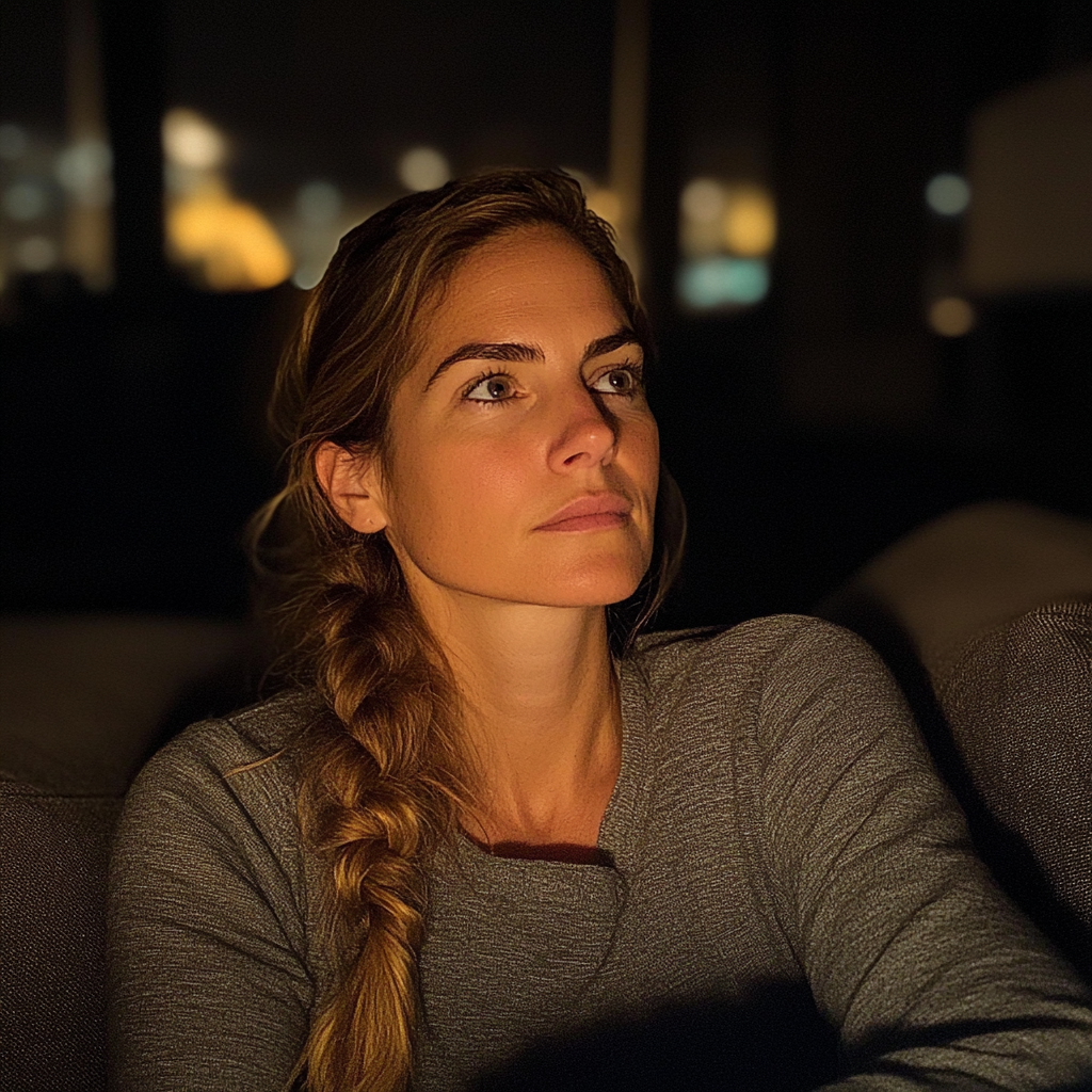 A woman sitting on a couch | Source: no source