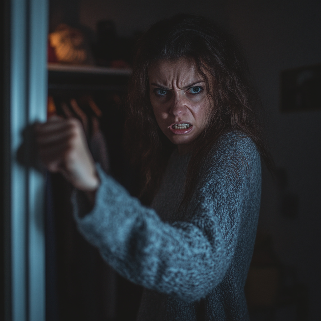 An angry woman opening her closet | Source: no source