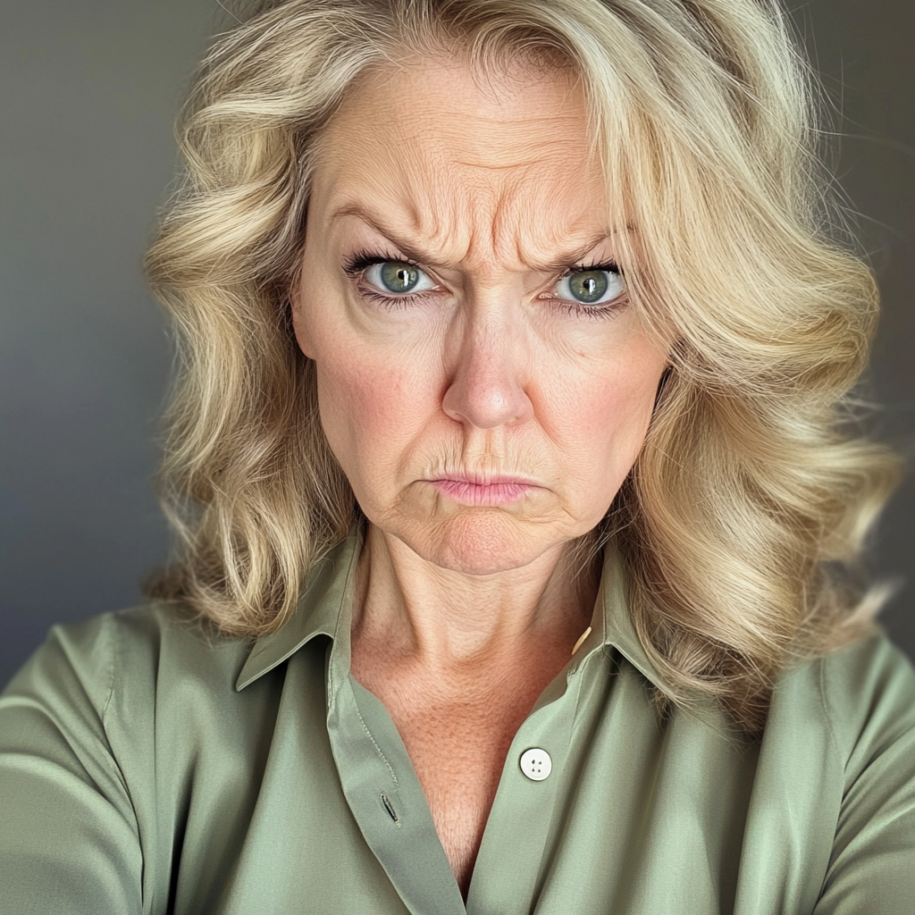 A livid older woman wearing a green blouse | Source: no source