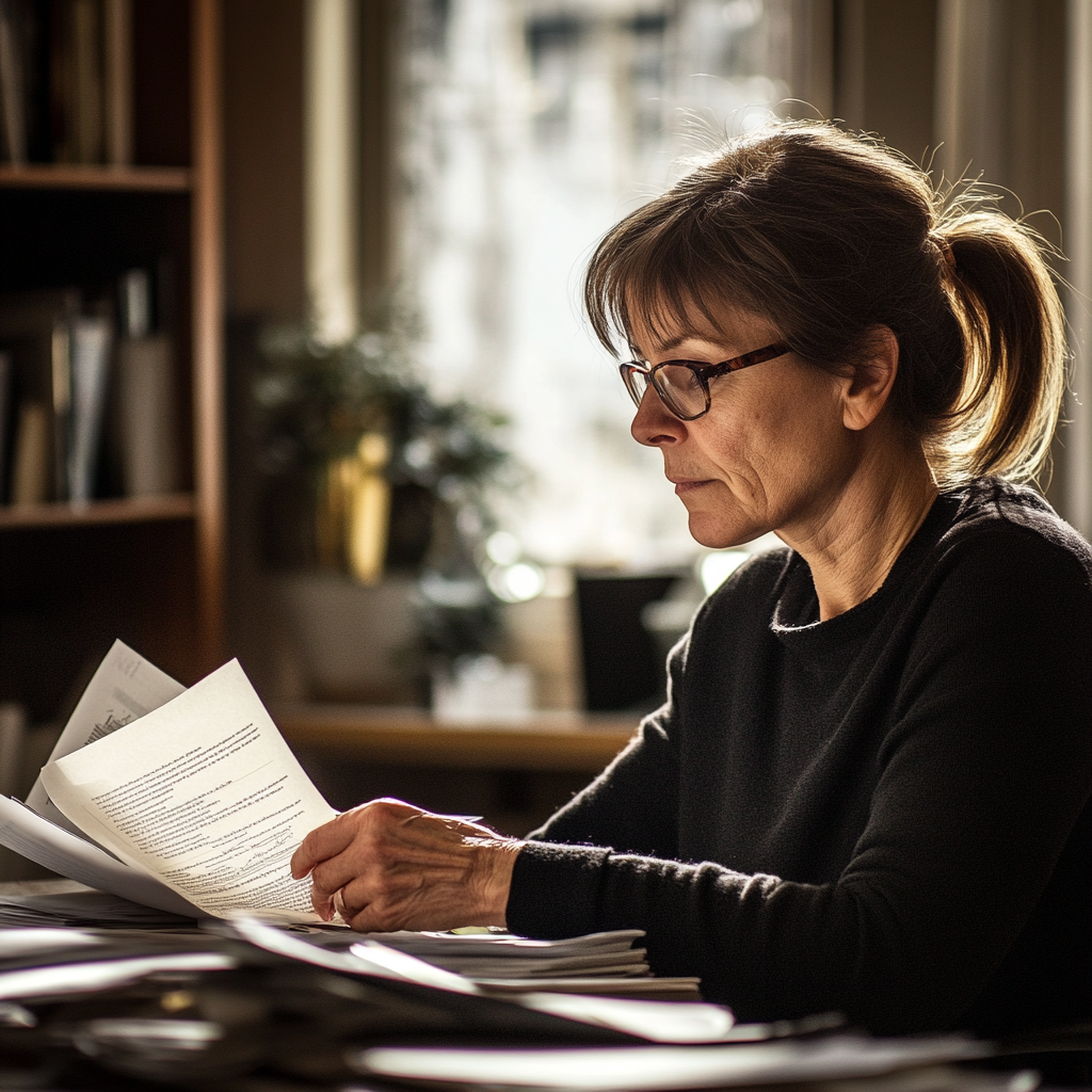 A woman looking through documents | Source: No source