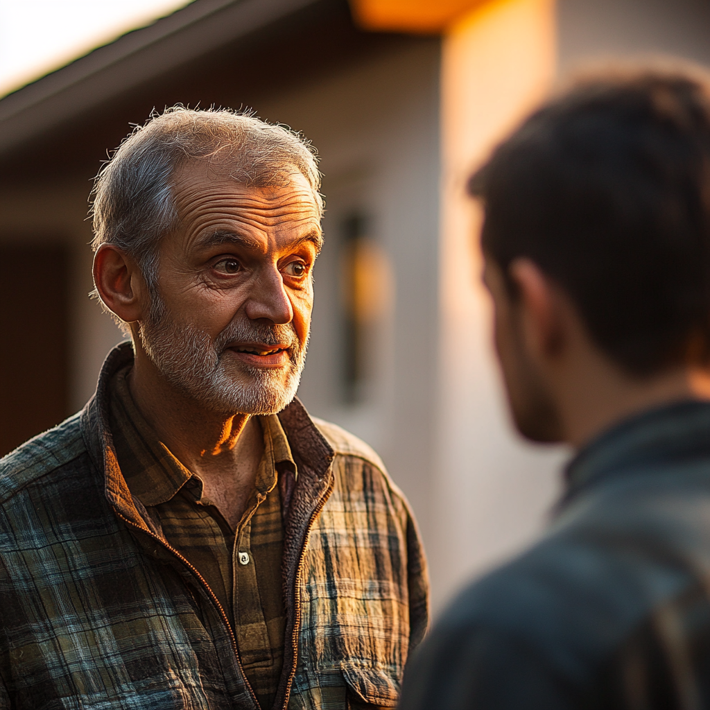 A man talking to his grandson | Source: no source