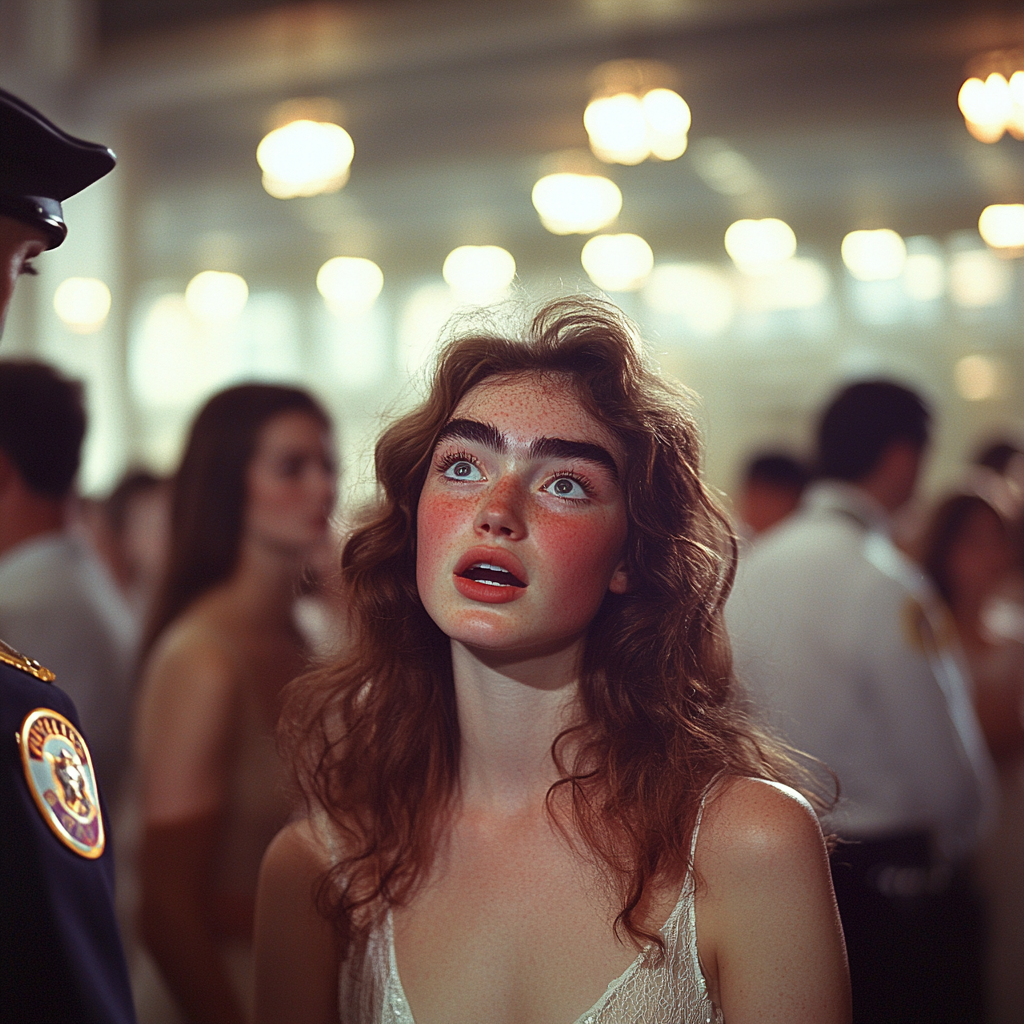 A shocked woman talking to a cop | Source: no source