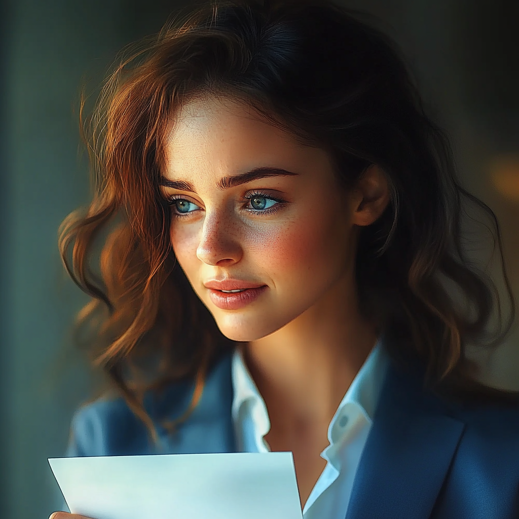 A woman holding an offer letter | Source: no source