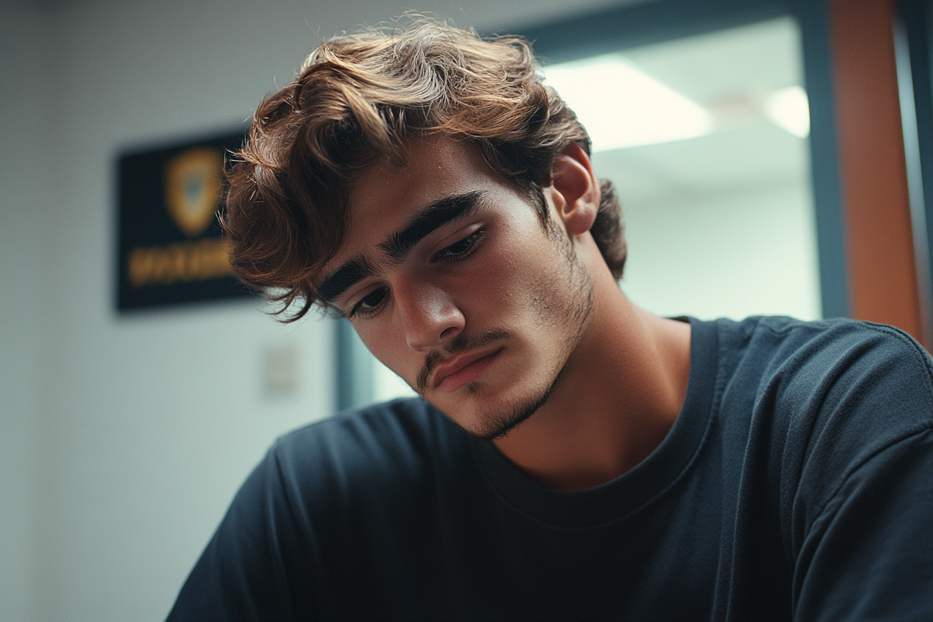 A young man sitting in a police station | Source: No source