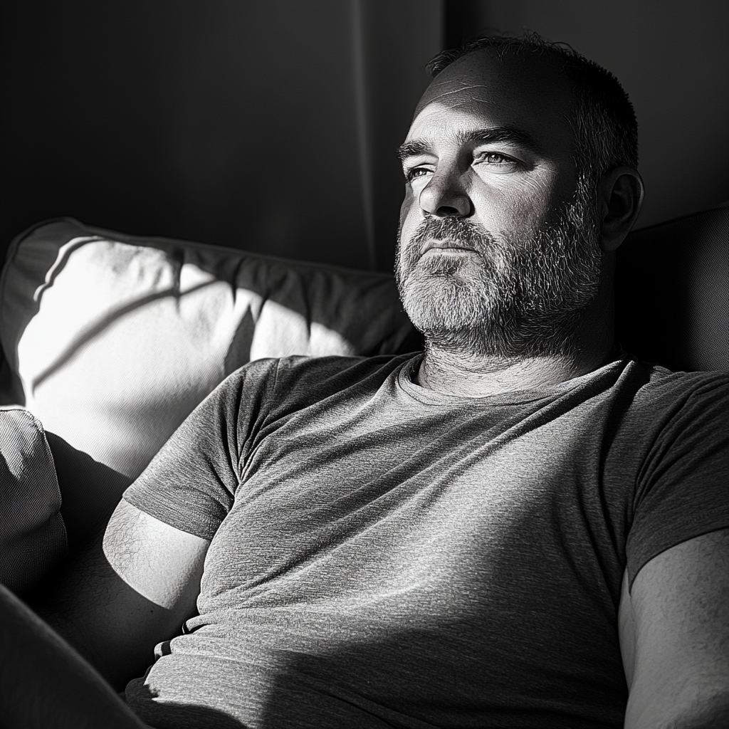 A man sitting on a couch | Source: No source