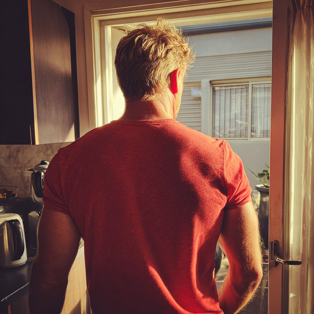 A man walking out of a house | Source: No source