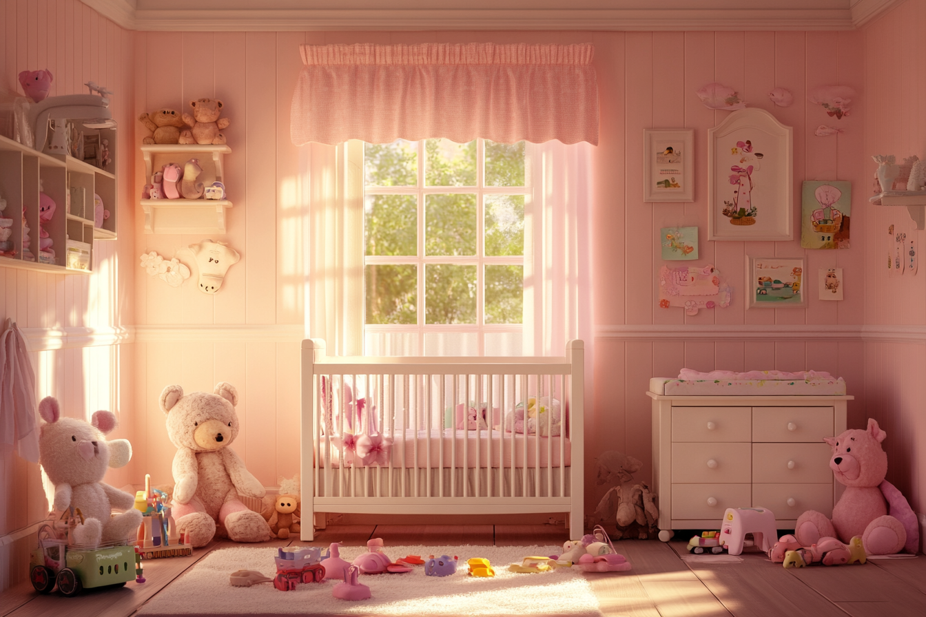 A breathtaking pink nursery with toys and crib | Source: No source