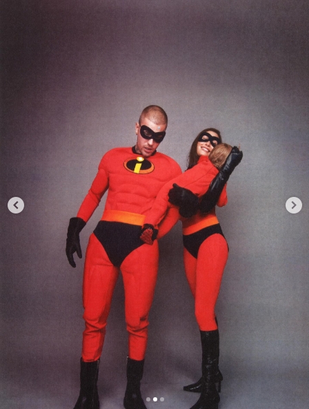 Justin, Hailey, and Jack Bieber from a post dated November 1, 2025. | Source: Instagram/lilbieber