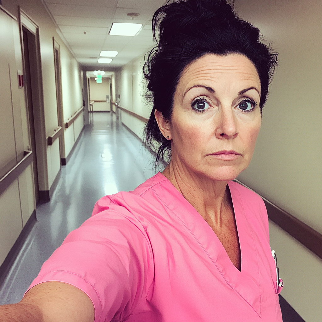 A nurse standing in a hallway | Source: no source