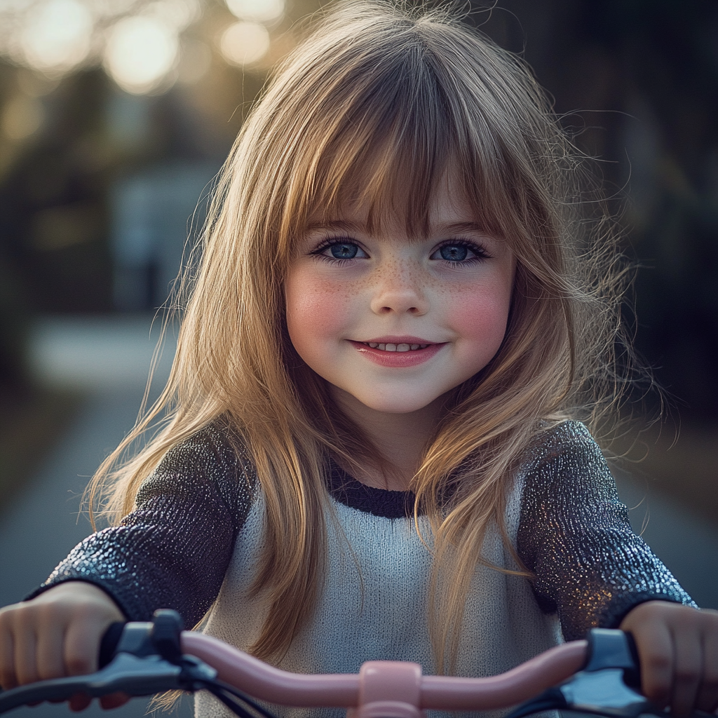 A little girl riding her bike | Source: no source
