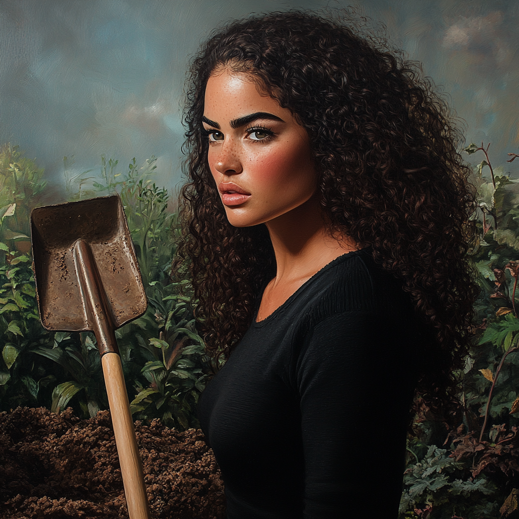 A woman holding a shovel | Source: No source