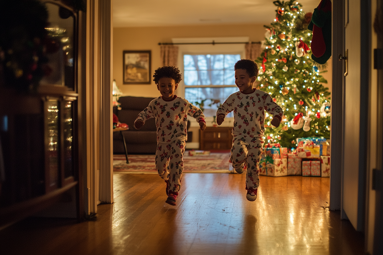 Two boys running excitedly | Source: no source