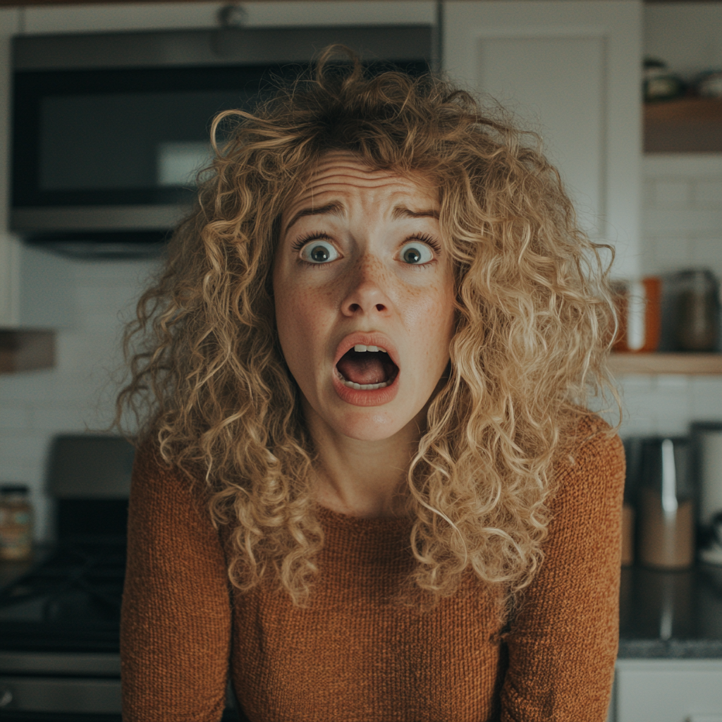 A shocked woman in her kitchen | Source: no source