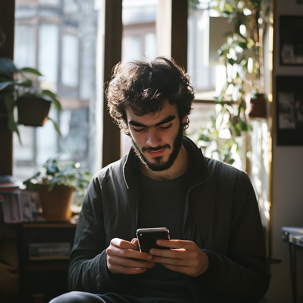 A man looking at his phone | Source: No source