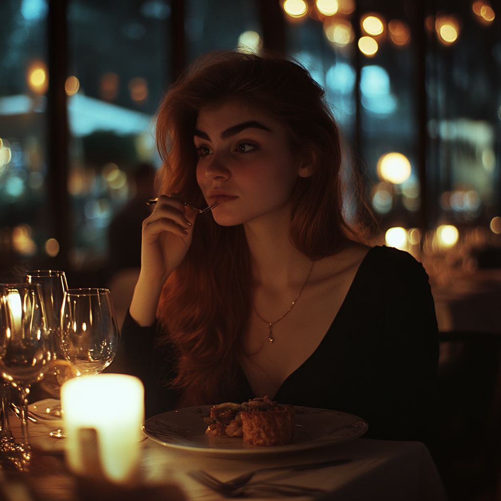 A woman enjoying her food | Source: No source