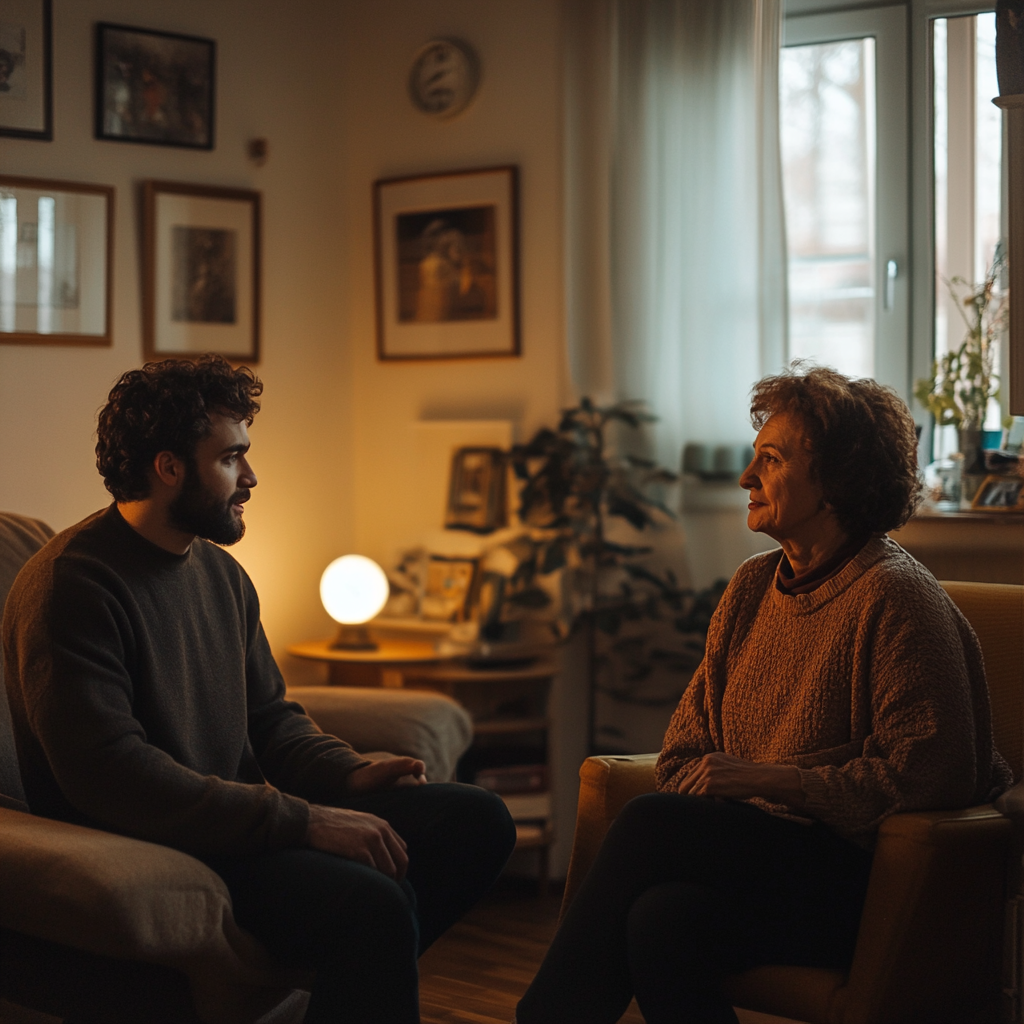 A man talking to his mother | Source: No source