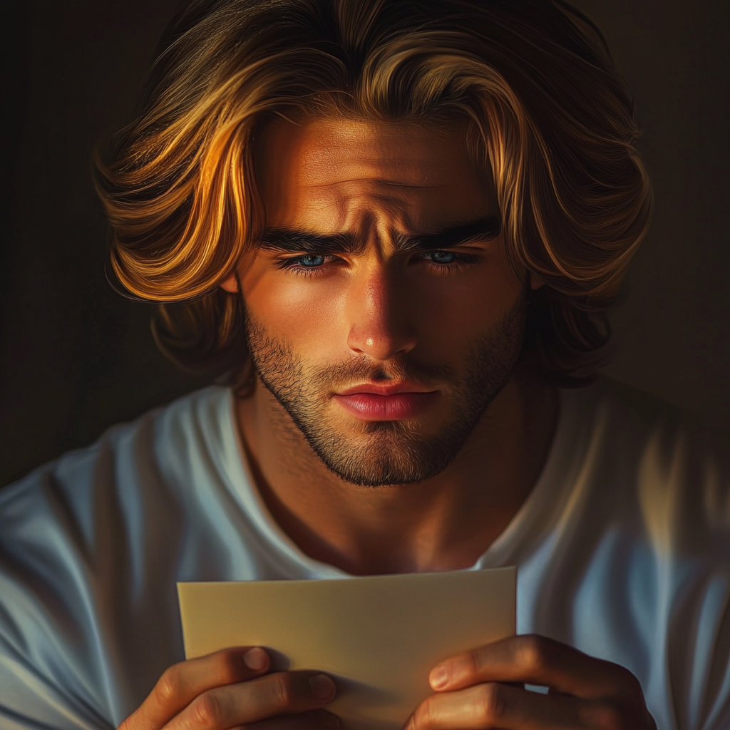 A sad man holding an envelope | Source: no source