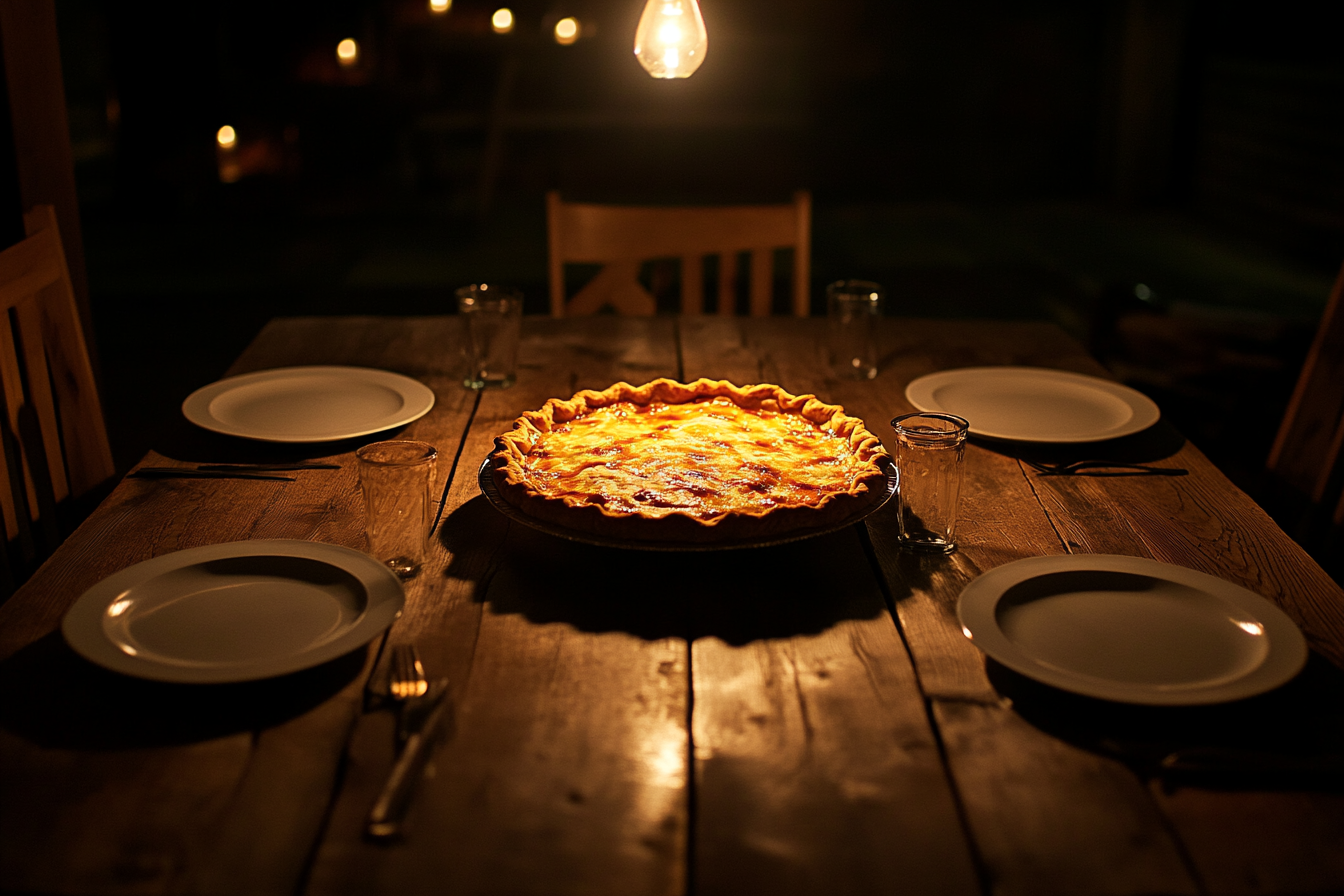 Untouched pie on a dinner table | Source: No source
