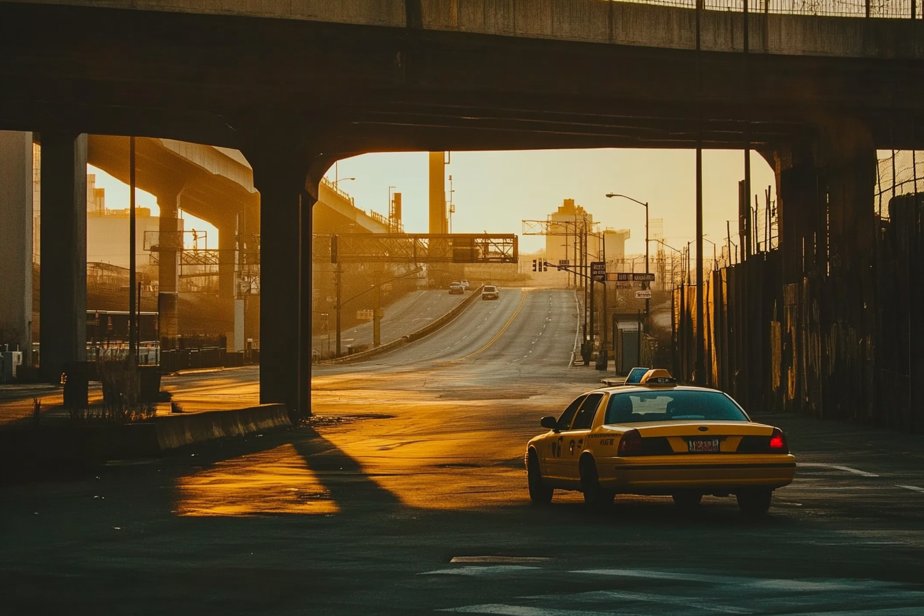 A taxi near a highway | Source: no source