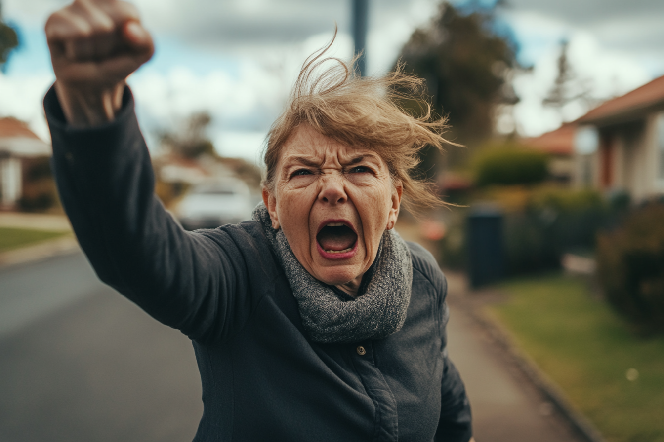 An angry woman shaking her fist | Source: No source