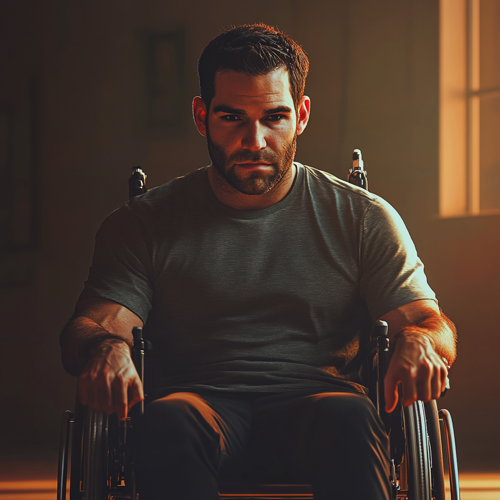 An anxious man sitting in a wheelchair | Source: no source