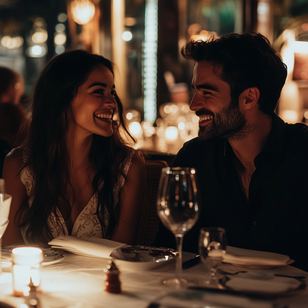 Man and woman in a fancy restaurant having dinner | Source: No source