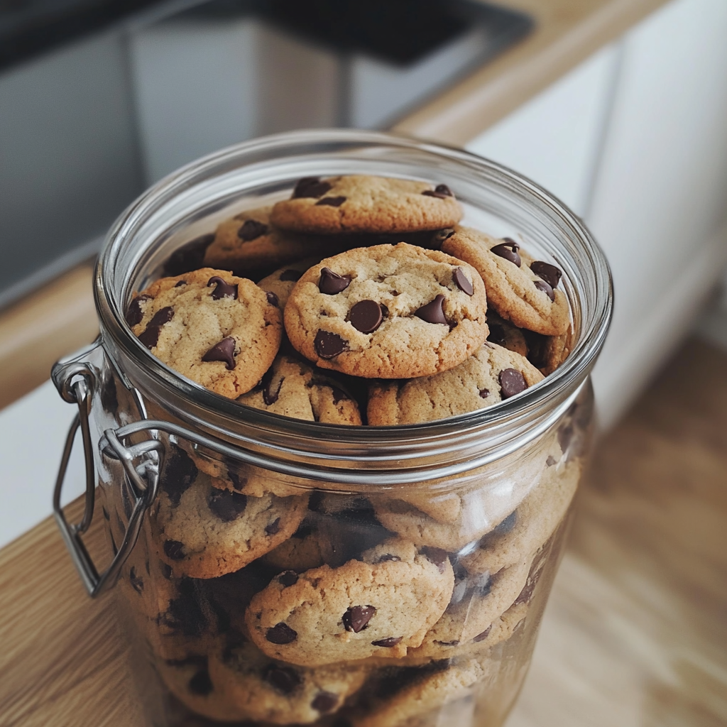 A jar of chocolate chip cookies | Source: no source