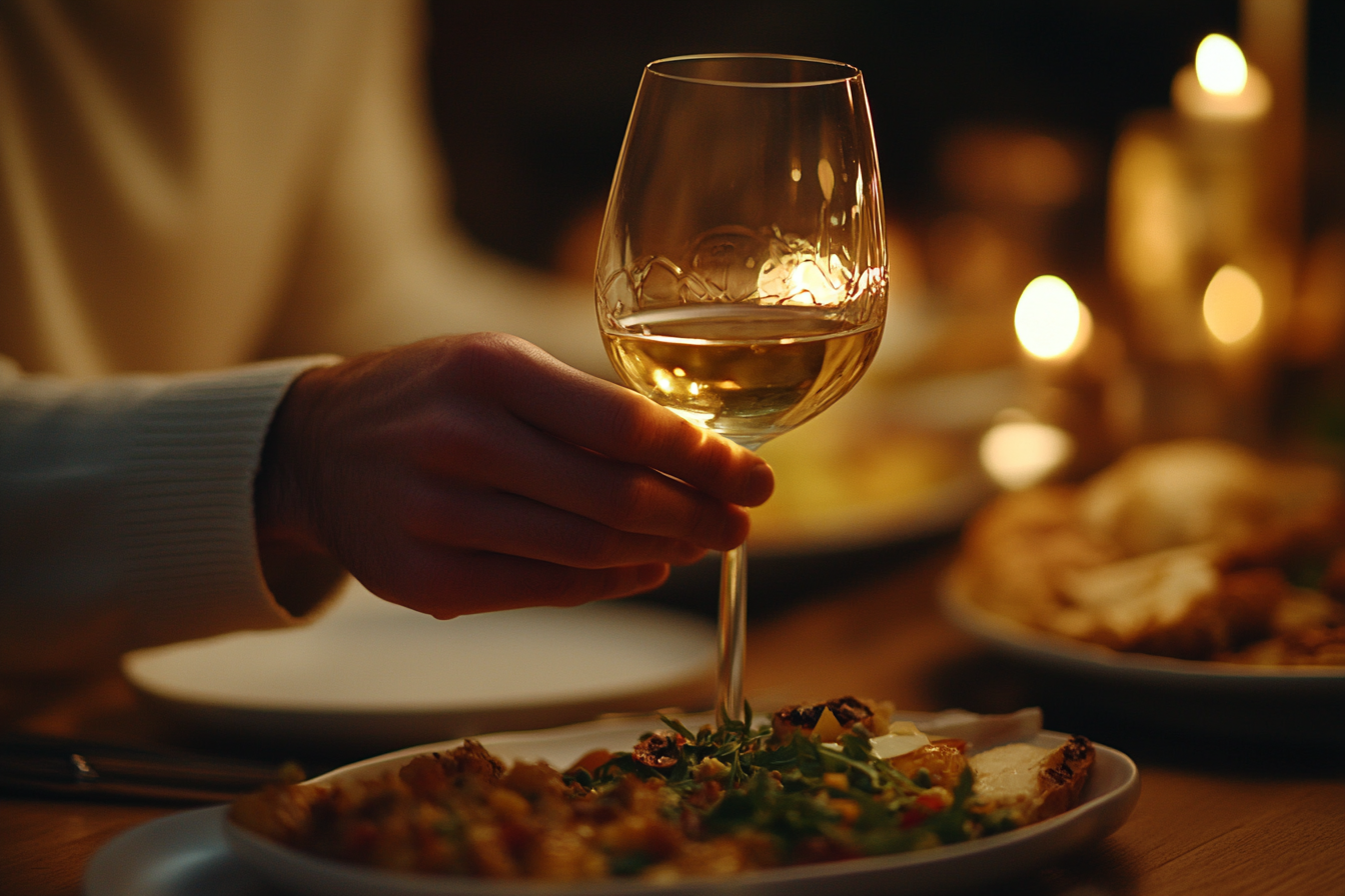 Close up shot of masculine hands holding a glass of wine | Source:  no source