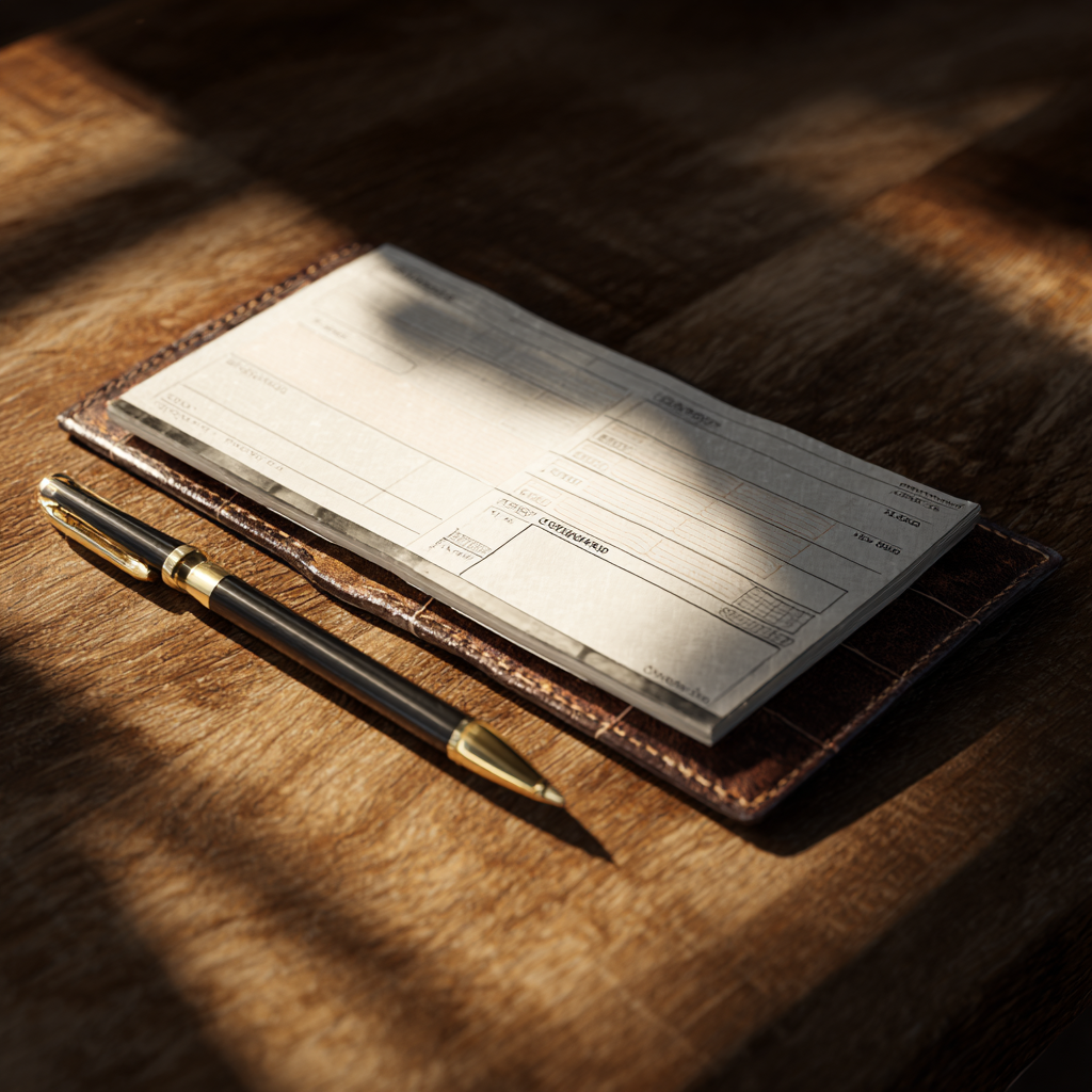 A pen beside a checkbook | Source: no source