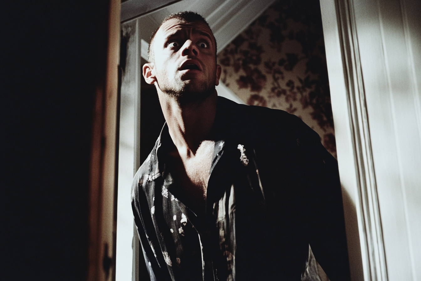 A shocked man standing in a doorway | Source: No source