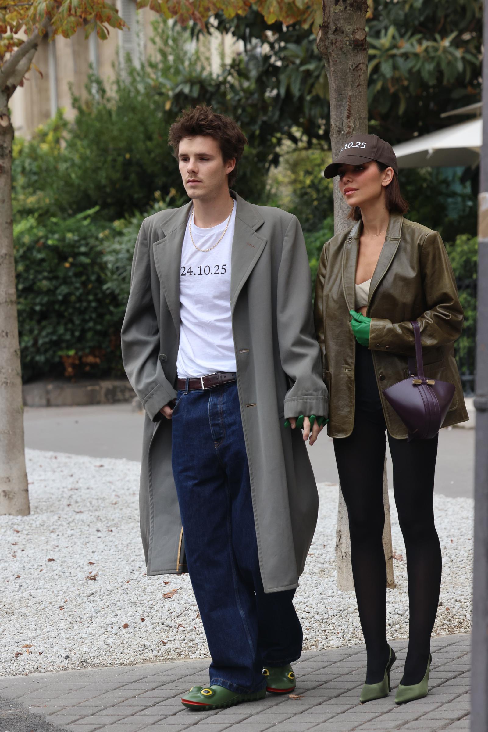 Cruz Beckham and Jackie Apostel leaving their hotel during Womenswear Spring Summer 2026 as part of Paris Fashion Week on October 3, 2025 | Source: Getty Images