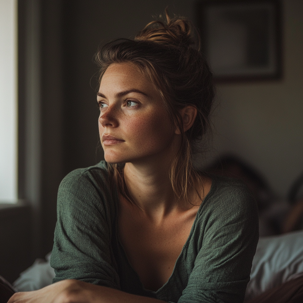 A thoughtful woman sitting in her room | Source: no source