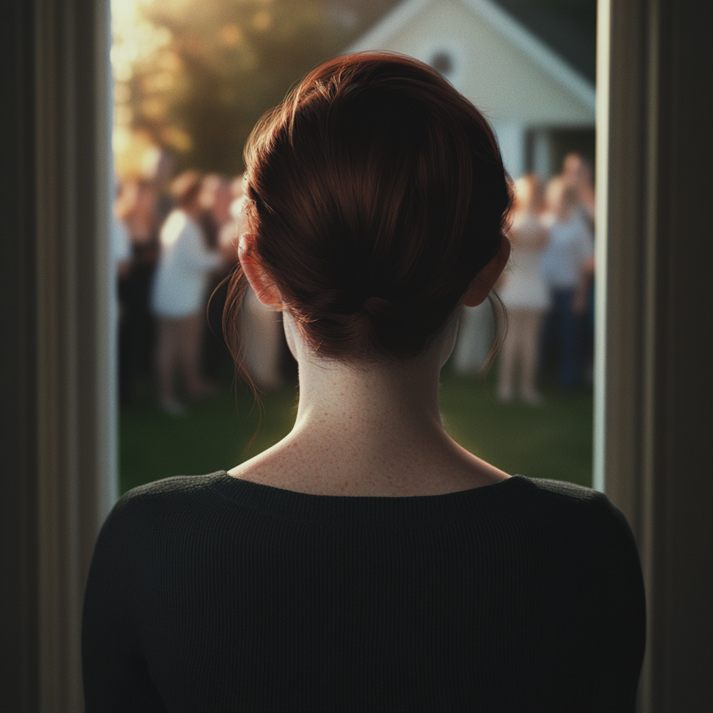 People standing outside a woman's house | Source: no source
