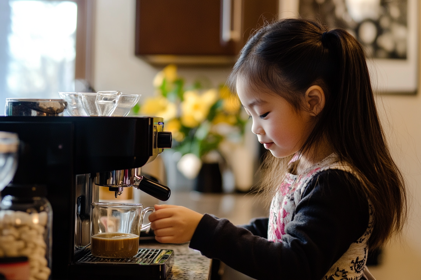 A girl making coffee | Source: No source