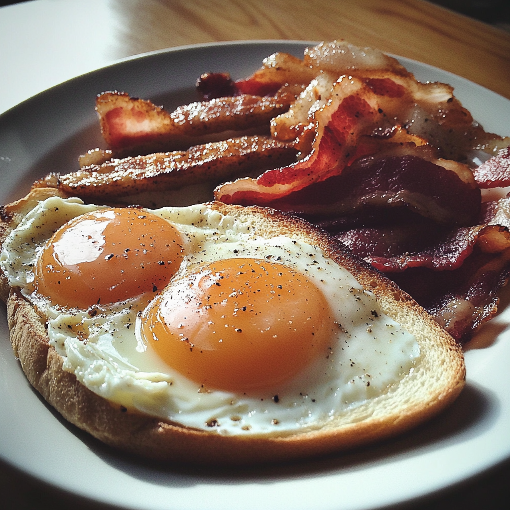 A plate of eggs and bacon | Source: no source